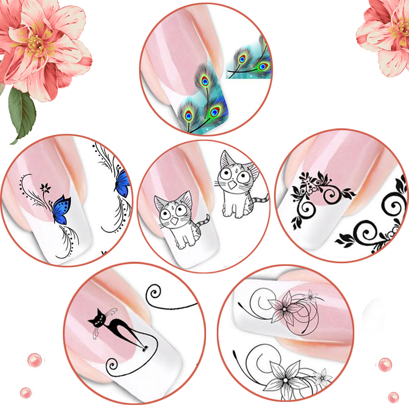 

Nail Beauty Salon DIY Design Cartoon Cat Water Transfer Nail Art Sticker Nail For Decorate Easy Apply And Remove