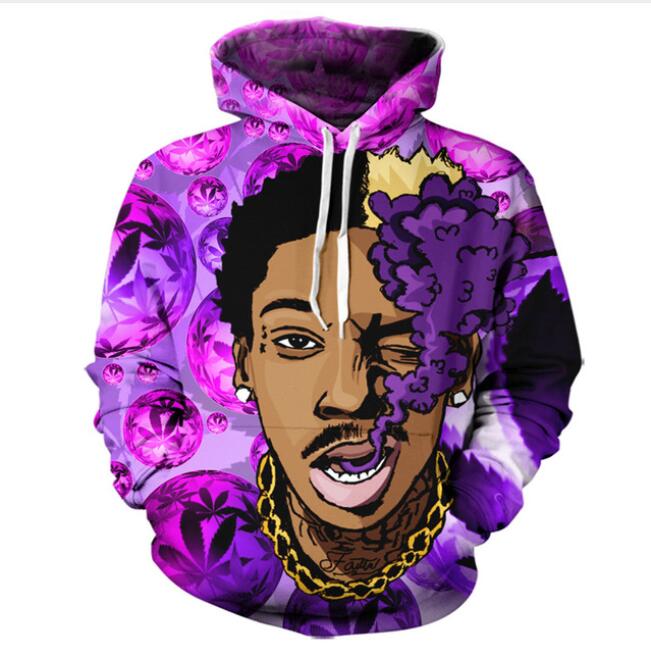 Nouveau Mode Hommes / Femmes Wiz Khalifa Soufflant Drôle 3d Sweats Sweats À Capuche Automne Hiver Casual Imprimer À Capuche Pulls Tops LM0077