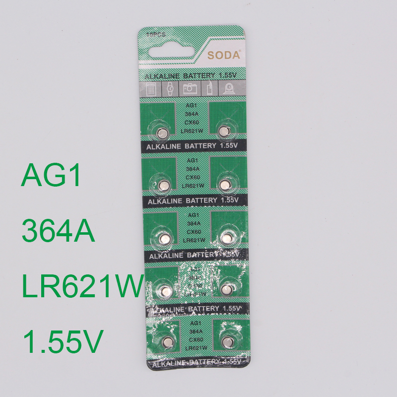 

Wholesale- 30pcs Watch Button Battery AG1 364 LR621 CX60 SR621SW 1.55V Alkaline Watch Coin Cell Battery batterie orologio