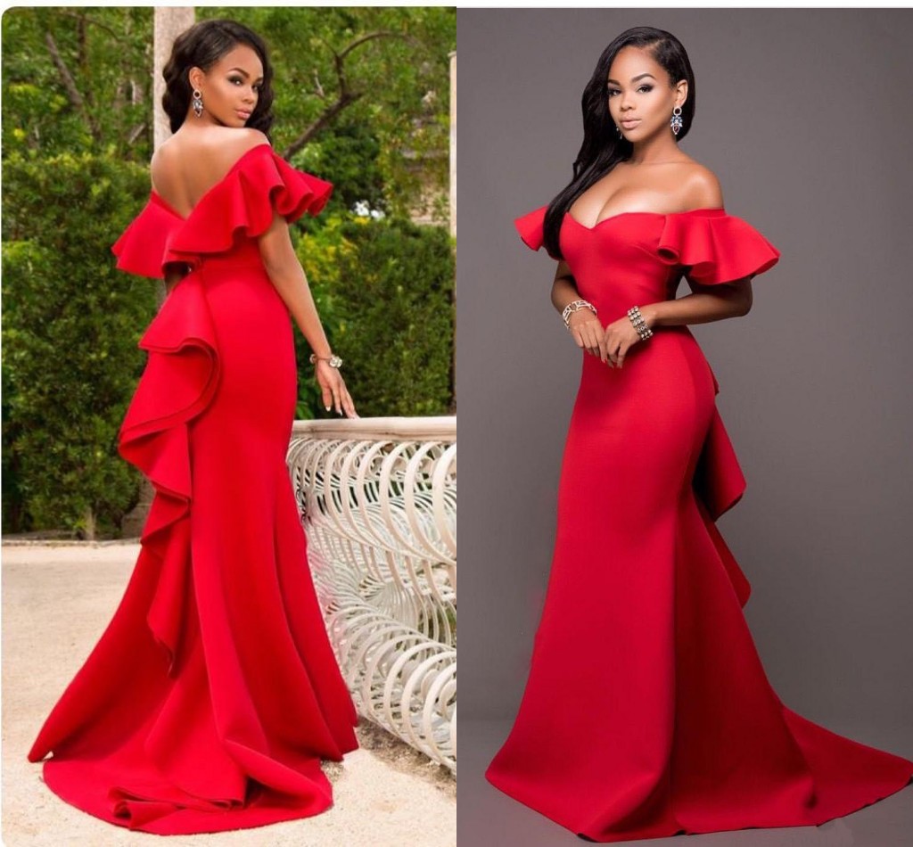 

Evening Dresses Wear 2017 New Sexy Arabic Red Off Shoulder Mermaid Backless Ruffles Sweep Train Plus Size Formal Party Dress Prom Gowns, Purple