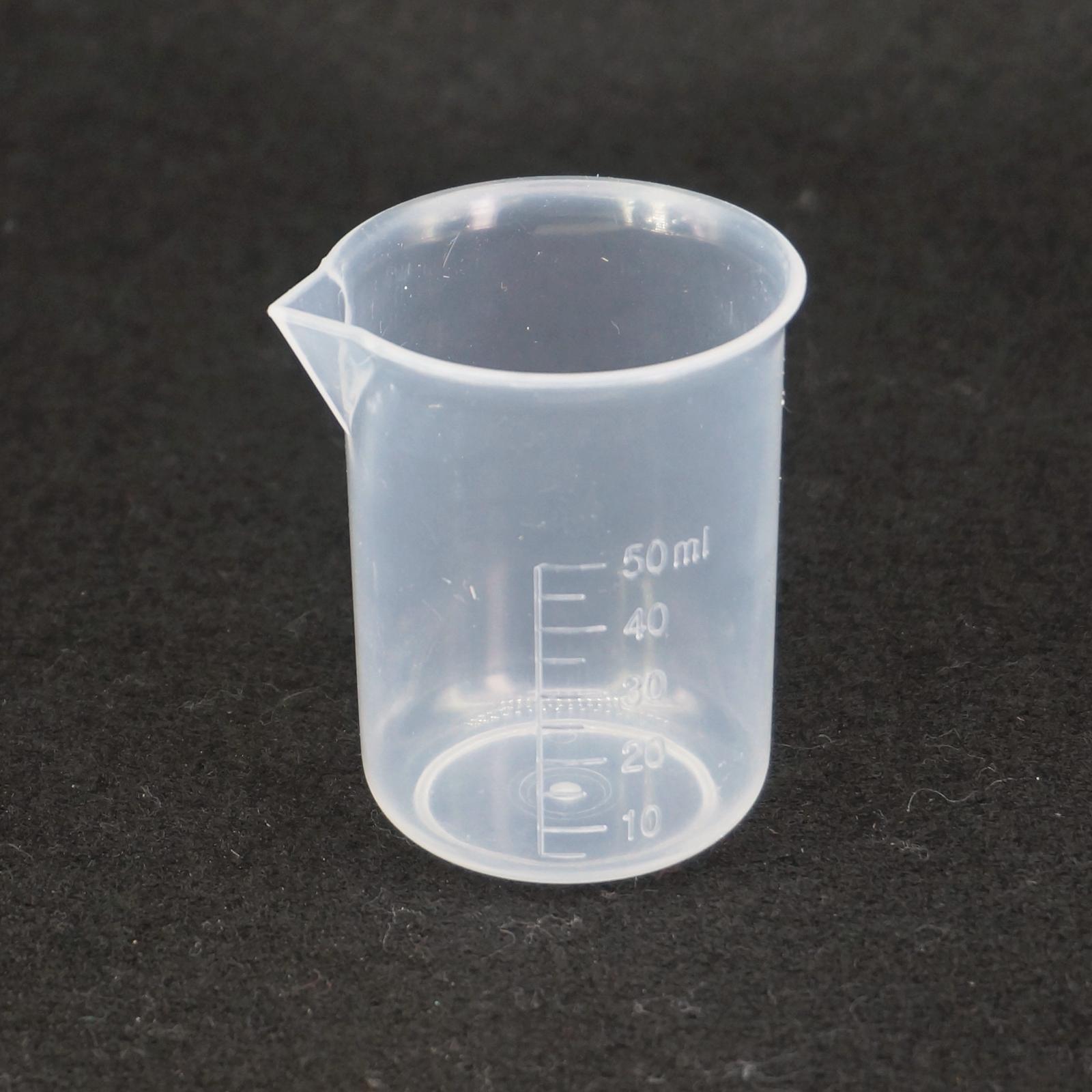 

Wholesale- LOT5 50ml Plastic Polypropylene PP Measuring Beaker Laboratory Kitchen With Spout, As pic