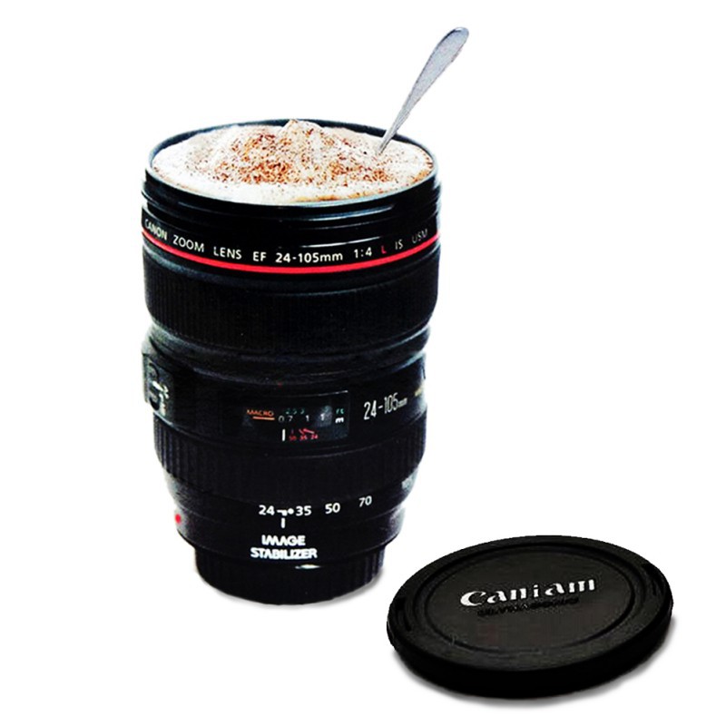 

Wholesale- Fashion Caniam SLR Camera Lens 24-105 mm 1: 1 scale Plastic coffee Creative lens cup, Black