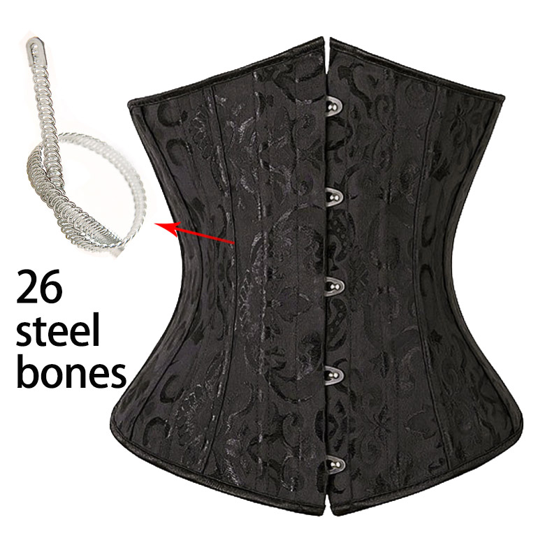 

26 Steel Bones Sexy Control underbust Corsets & Bustiers Waist Cincher Corselet Body Shaper 9083, White