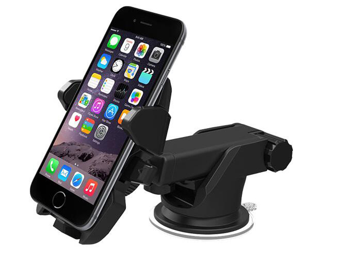 

One Touch Car Mount Long Neck Universal Windshield Dashboard Mobile Phone Holder Strong Suction for Samsung S8 Plus iPhone 7 plus, Black