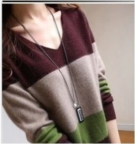 Vente en gros-CHAUDE 2014 Nouvelle Mode Hiver Laine Cachemire Longue Robe Femme Pulls Tricotés Tops Col V Slim Pulls Chauds