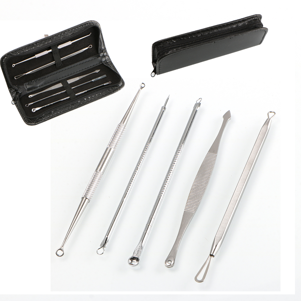 Pore Cleanser Blackhead Remover Acne Pimple Comedone Extractor Whitehead Removal Tool Kit Set of 6Pcs for Men Women Facial Care Skin Accessories