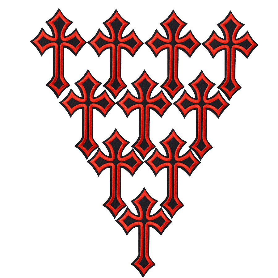 

10PCS red cross embroidery patches for clothing iron patch for clothes applique sewing accessories stickers badge on clothes iron on patches, Black