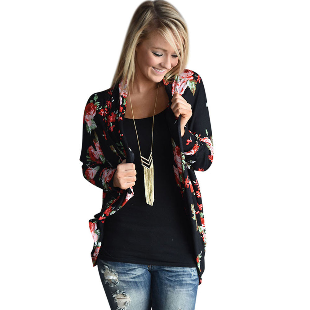 

Wholesale-2016 Autumn Winter Printed Cardigan Women Long Sweater Woman Long Sleeve Irregular Cardigans Basic Jacket Coat Outwear Sep21, As pic