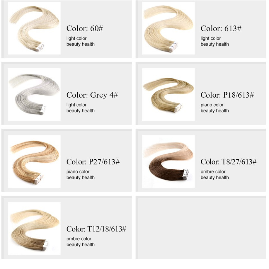 

Tape In Hair Skin Weft Human Hair Straight Extensions 14''-28'' 2.5g/piece 40pcs Virgin Remy Natural Human Hair Piece, #60