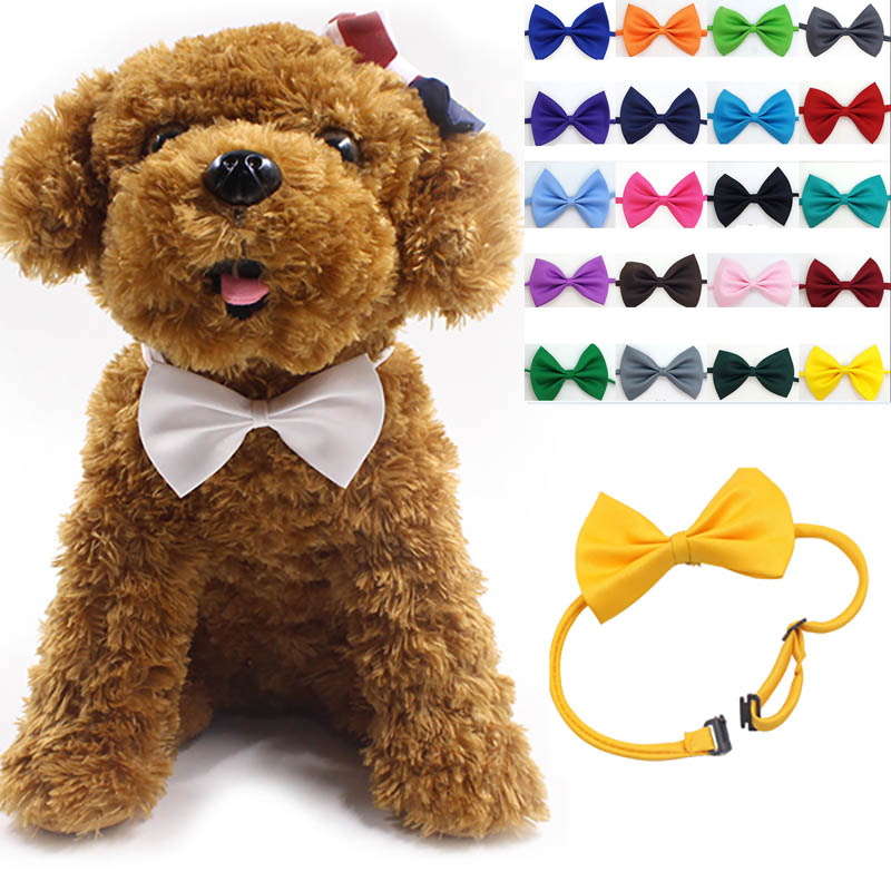 

Adjustable Pet Dog Bow Tie Neck Accessory Necklace Collar Puppy Bright Color Pet Bow Mix Color HH7-302