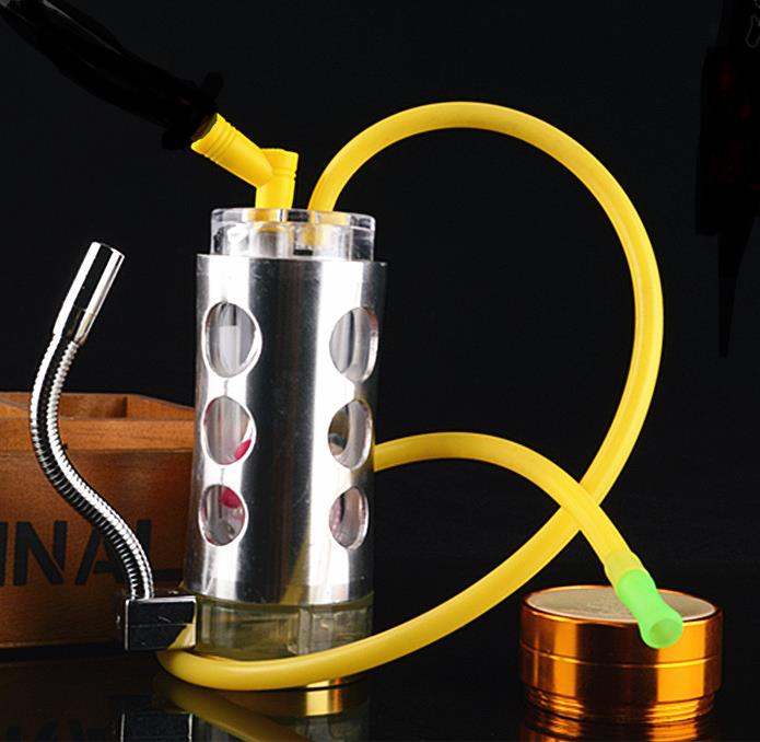 

Self-contained stainless steel hookah, send pot accessories, glass bongs, glass water pipe, smoking, color style random delivery