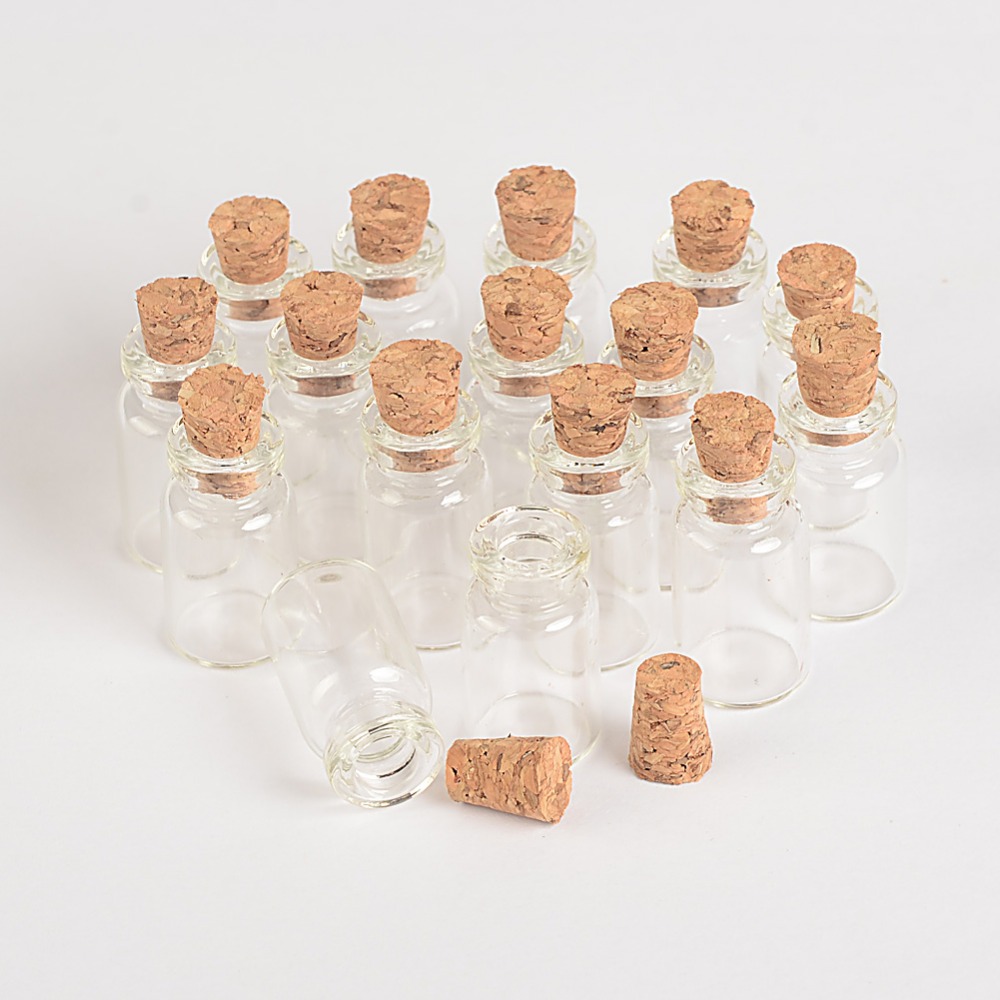 

Wholesale- Wholesale 1ml Mini Glass Bottles Vials With Cork Empty Tiny Transparent Glass Bottle Jars 13*24*6mm 100pcs/lot Free Shipping