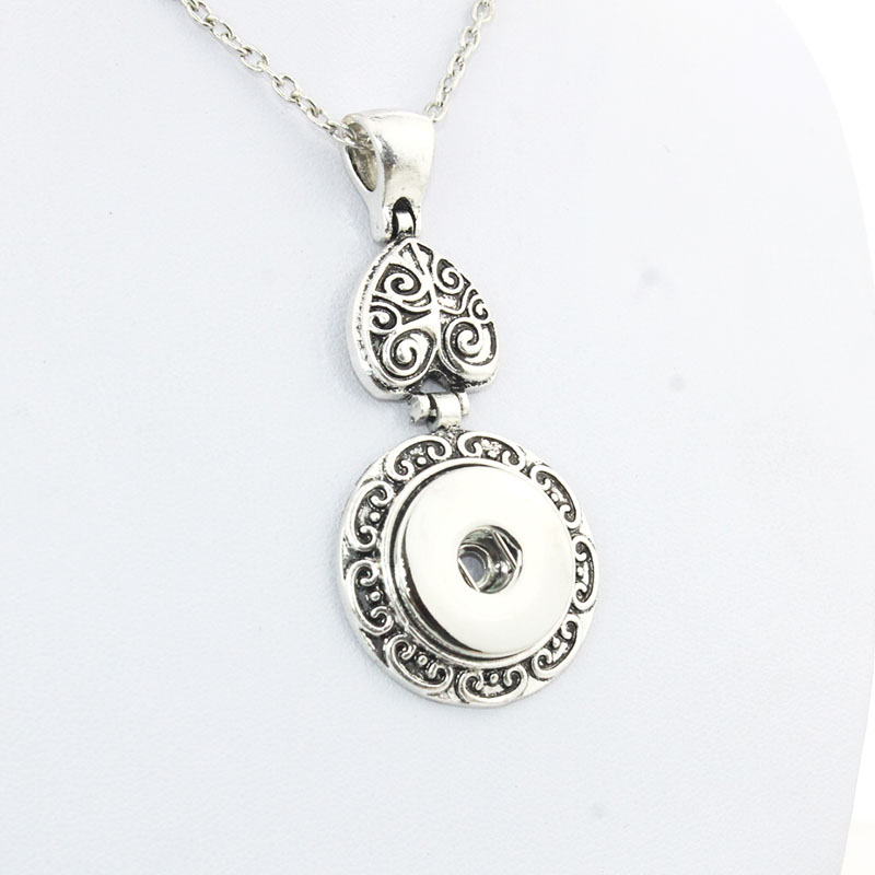 

Boom Life Vintage Women 'S Flower 18mm Metal Snap Button Long Chain Necklaces &Pendant Female Diy Jewelry One Direction, Silver