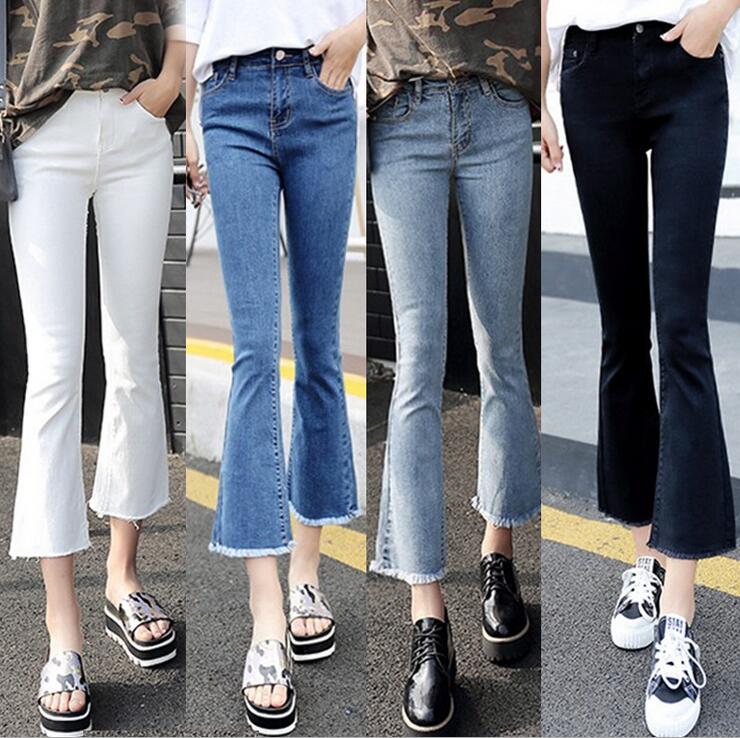 

Good A++ Summer Women' Jeans denim speaker female elastic nine points wide leg pants JW045 Womens Jean, Color 1