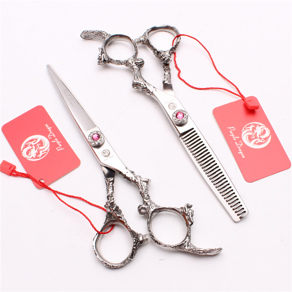 

Z9005 6" 440C Pink Gem Silver Dragon Handle Professional Human Hair Scissors Cutting or Thinning Shears Barber"s Hairdressing Styling Tools