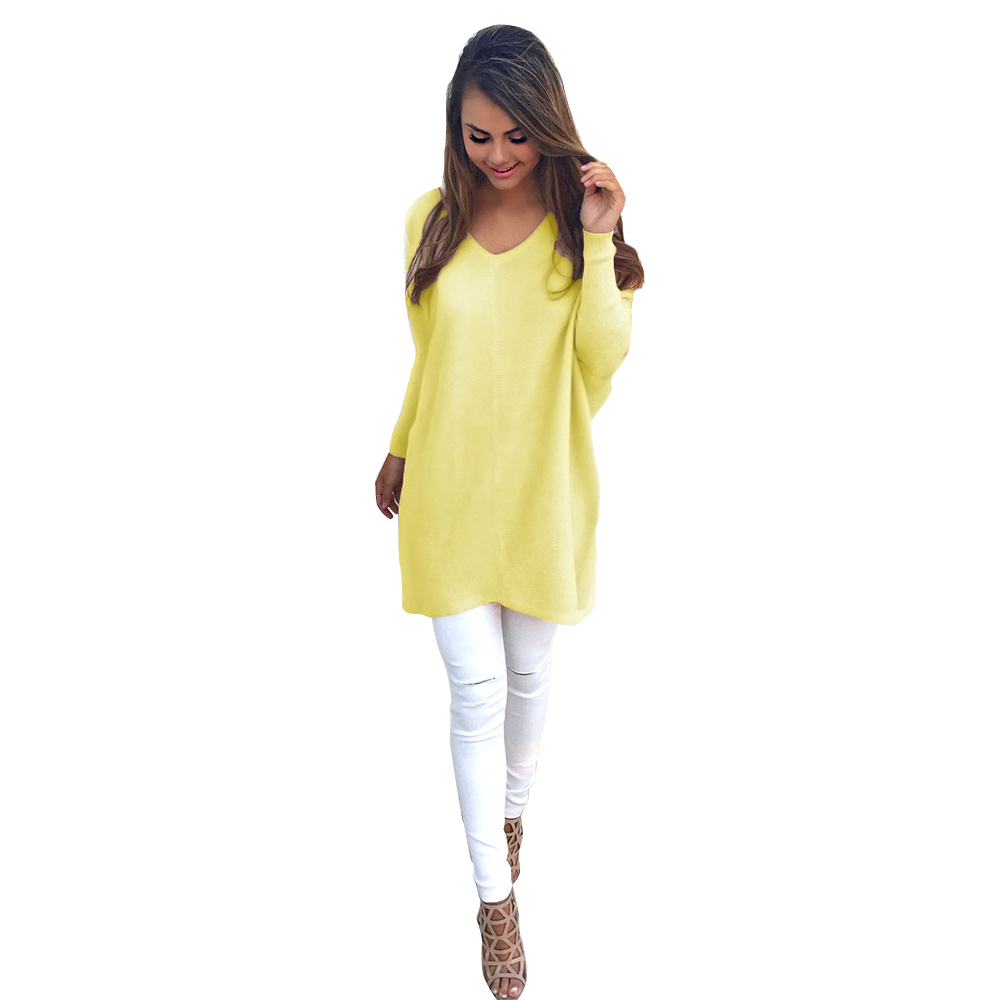 Gros-Coloré Vêtements Sexy à manches longues pull en tricot mince Femmes pulls à col en v tricots Automne hiver blanc pull pull CA737