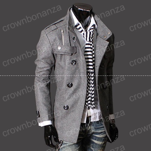 

Fashion Stylish Men's Trench Coat, Winter Jacket ,mens mid-long slim Double Breasted Coat ,Overcoat woolen Outerwear -XXXL NEW ARRIVE!hight, Black