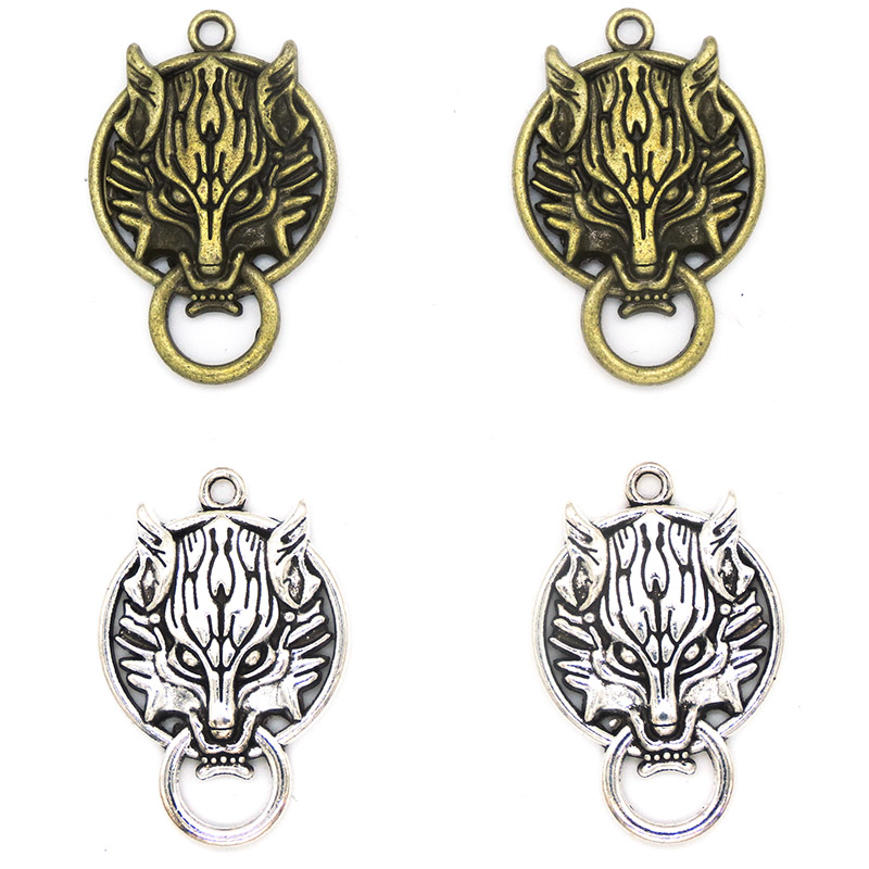 

100pcs 25*39MM diy jewelry bronze silver color alloy vintage final fantasy VII wolf head charms pendant for necklace CH0172