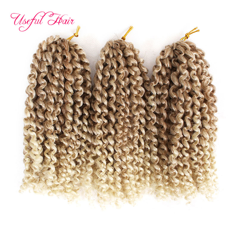 

Malibob synthetic hair extension ombre Braids hair 8" 3Pcs/set 90g 1B 27crochet braids Twist for black women Kinky Curly marlybob Hair, #1b