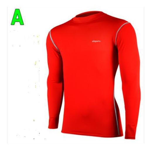 

Pro outdoor men sport Athletic track fitness Compression soccer training long sleeve Tights football Leggings suit sporttwear, Red
