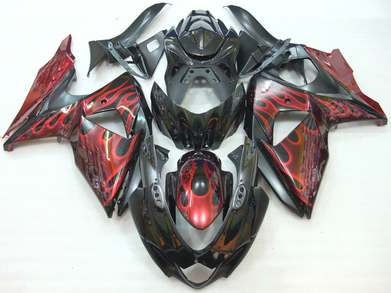 

Injection mold plastic fairing kit for Suzuki GSXR1000 09 10 11-15 red flames black fairings set GSXR1000 2009-2015 OT11, Same as picture