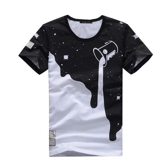 

2017 Summer New Fashion Men's Tees Short Sleeve T Shirt Milk Printed Cotton T-shirt 3D Designer Clothing M-XXL Golf T-shirt, Black white