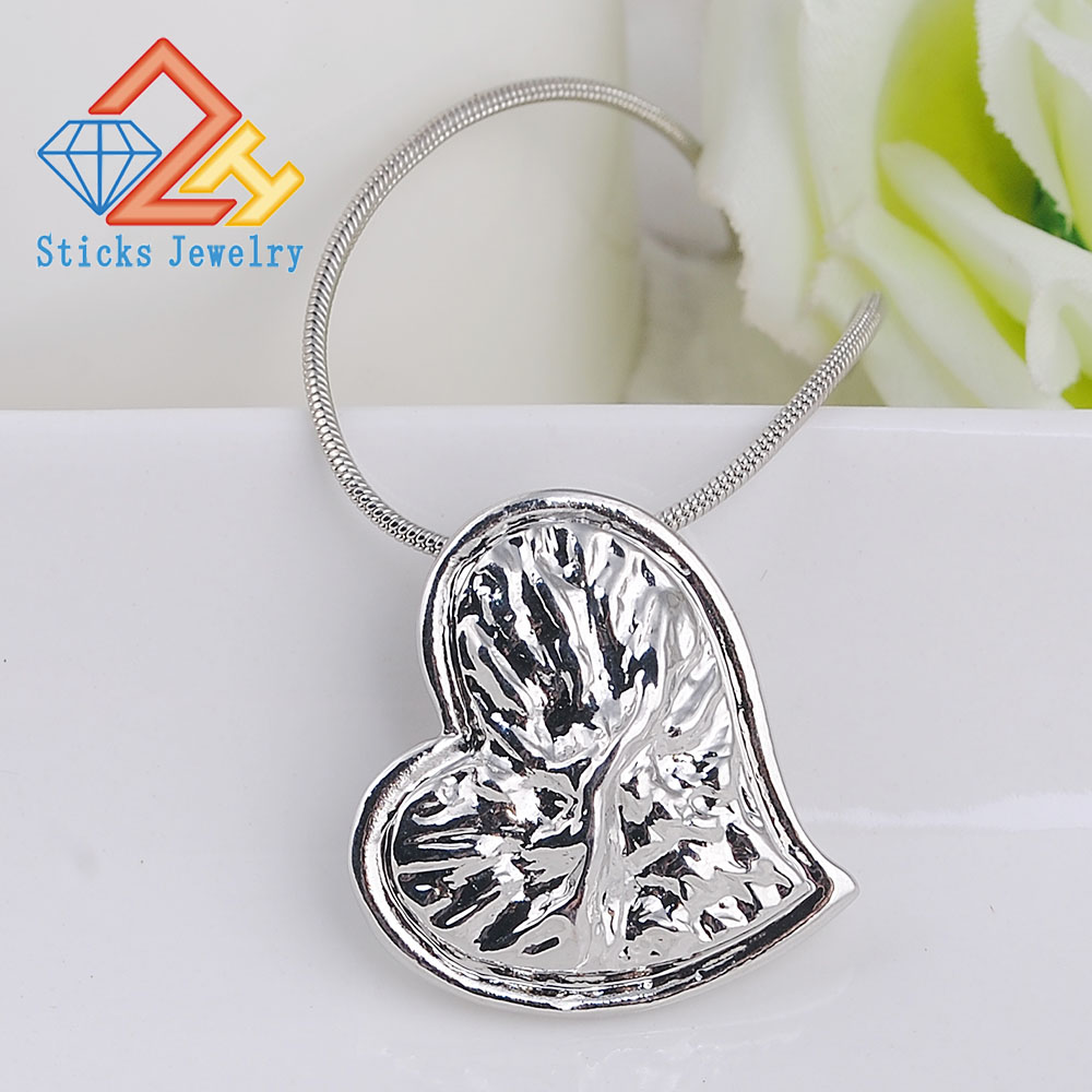 

New Lady Heart Pendant 100% eco - friendly Zinc Alloy White K plating 1piece / lot Large drop shipping