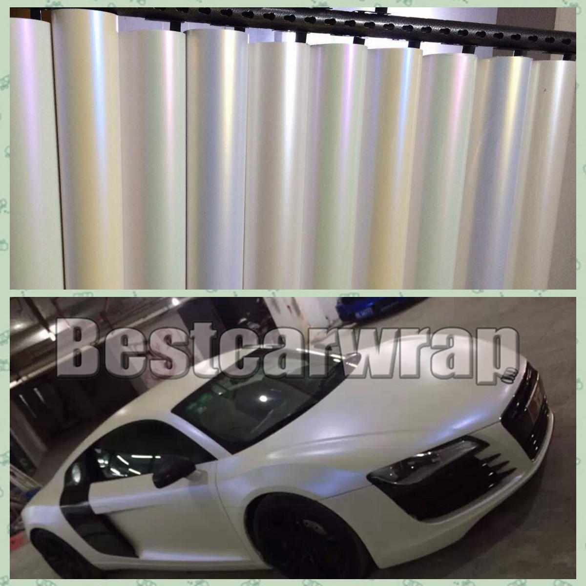 

Various Colors Satin white Pearl Vinyl wrap car vehicle Wrap Covering stickers Low tack glue 3M quality size 1.52x20m/Roll 5x65ft, Vinyl wraps