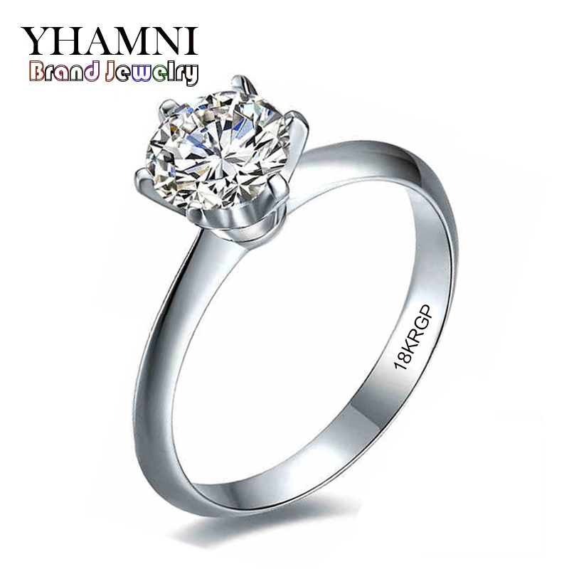 

YHAMNI Fine Jewelry Have 18KRGP Stamp Original Gold Rings Set SONA 6mm 1 Carat CZ Zircon Diamond Wedding Rings For Women RS018