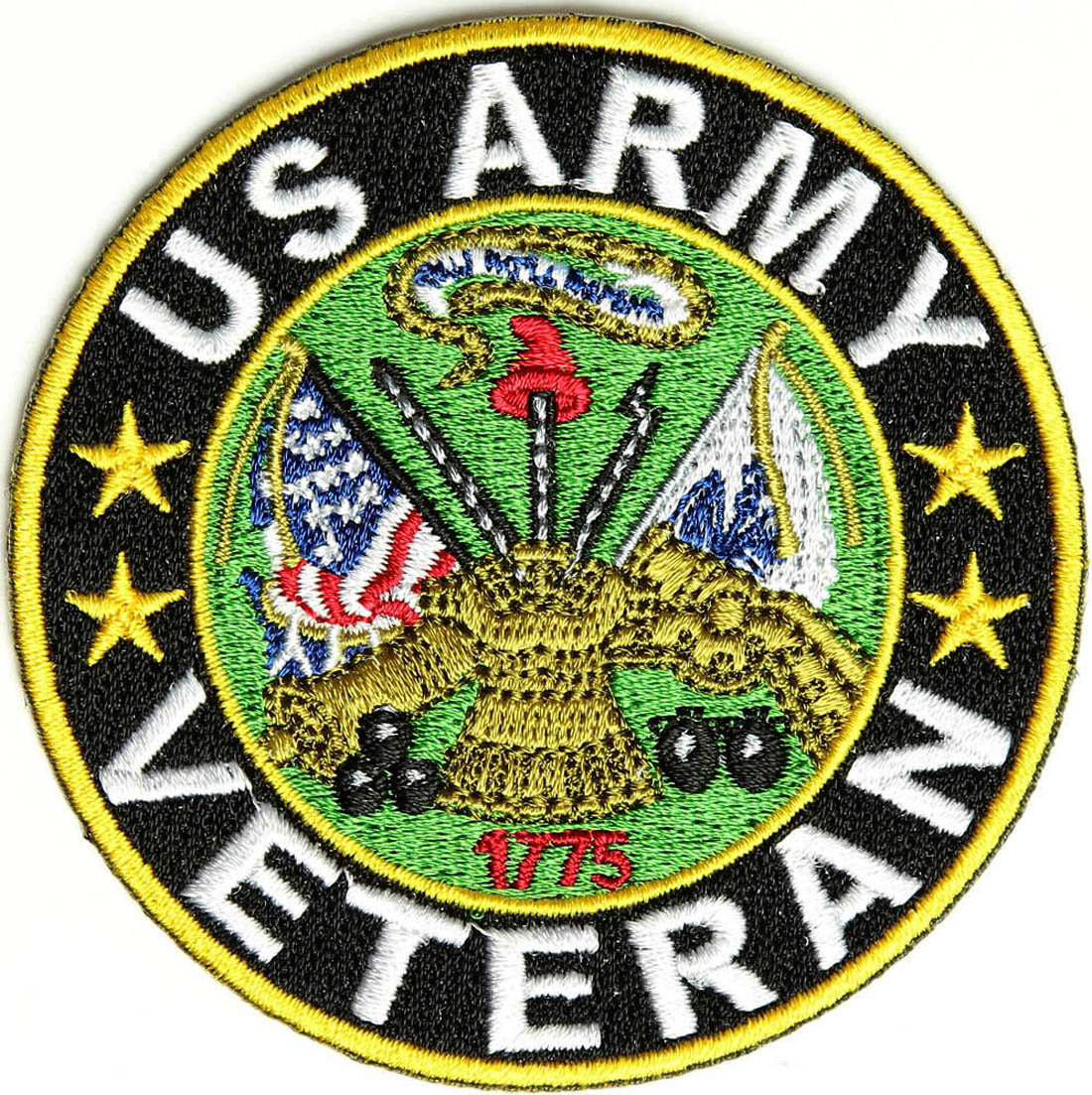 

Free Shipping Custom Left Chest Embroidery Veteran US Army Patch Iron Sewing on Jacket back and T- shit or Hat, Black