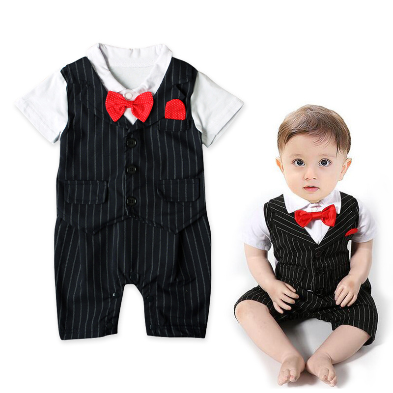 

2017 Baby Boy Romper Suit One Pieces Rompers Baby Boy Formal Clothes Gentleman Jumpsuit Bebes Romper, As pic