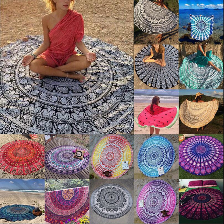 

Round Mandala Indian Tapestry Beach Towel Bikini Beach Cover Ups Bohemian Hippie Beachwear Beach Sarongs Shawl Bath Towel Yoga Mat OOA1421, As picture