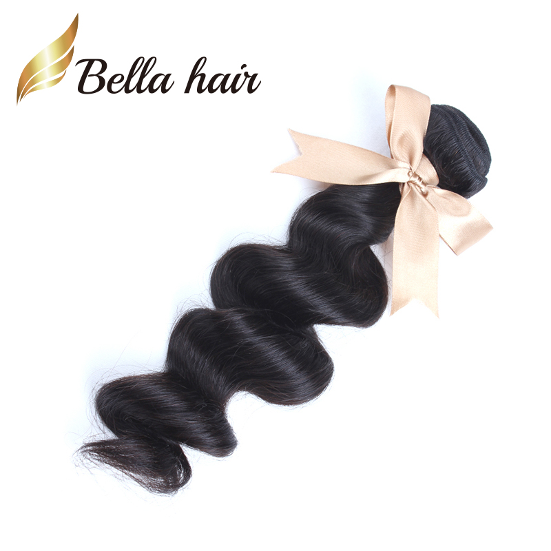 

8A Virgin Brazilian Extensions Wavy Loose Wave Natural Black Double Weft Color Remy Human Hair Weave Bundles, Natural color