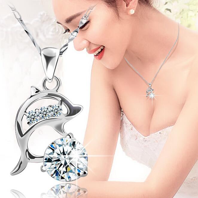 Wholesale-2016 New Arrivals Dolphin Plattern Sliver Jewelry silver Only Pendants Charms (no chain)