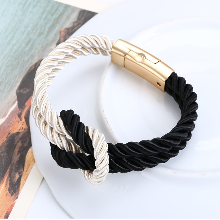 Fashion Charm Jewelry Avec Tressé Corde Cuir magnétique Boucle bracelet unisexe