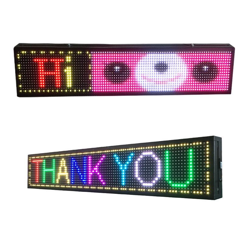 LED Sign rainbow scrolling message display board P10 outdoor full color 40X8 inch programmable text Electronic Advertising logo-image-402420160