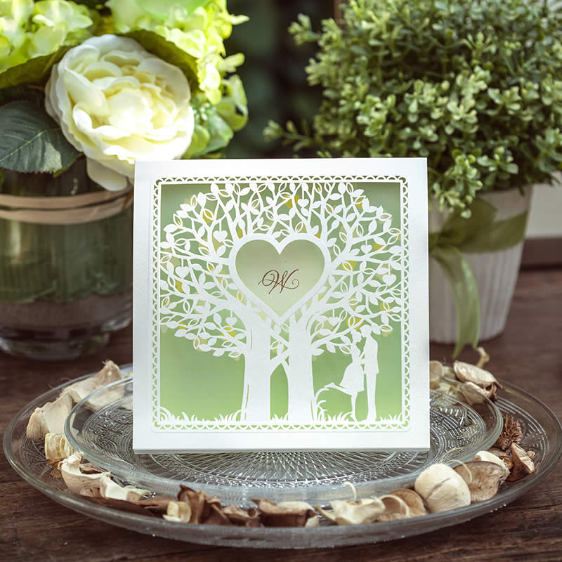 

Wholesale- Green Wedding Invitations cards, Elegant Laser Cut Wedding Invitations,Personalize & Customize, Free shipping, printing