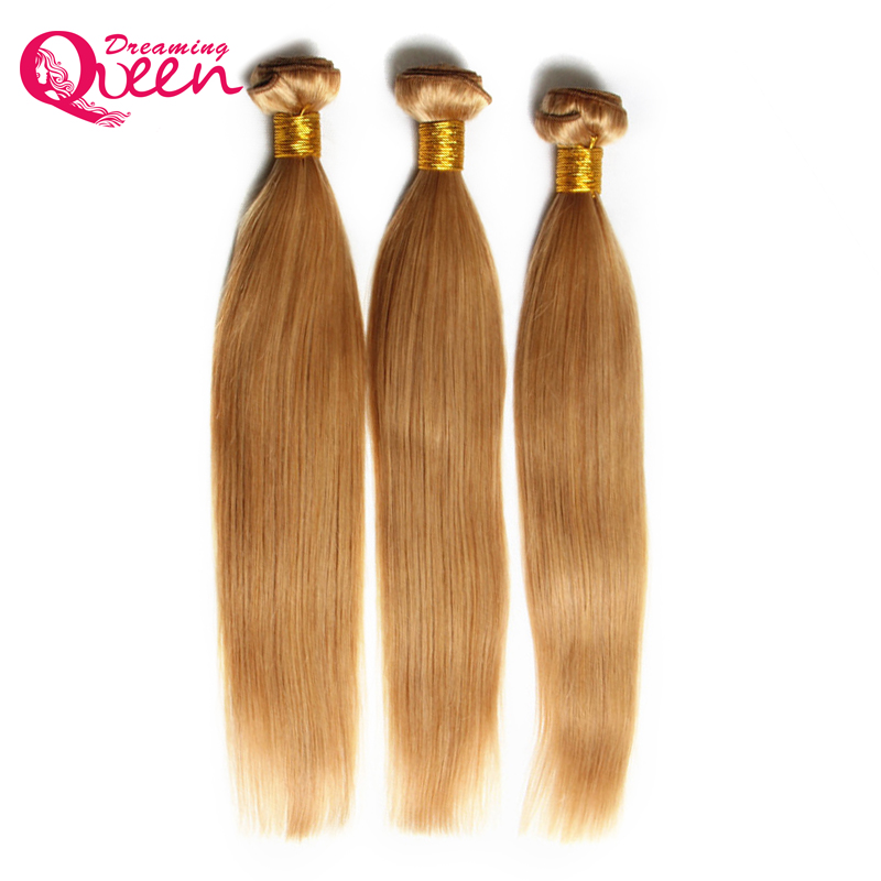 

#27 Honey Blonde Color Ombre Brazilian Straight Hair Bundles Ombre Virgin Human Hair Weaves 3 Pcs Ombre Human Hair Extension