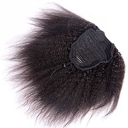 

New arrival kinky straight Ponytail Hair Extension real Human Hair drawstring Pony tail Hairpiece 100g-160g natural black 1b#