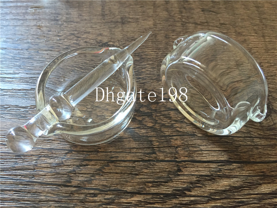 

High Quality Glass Wax Oil Containers dish & dabber set Glass Oil Bowl Set For Smoking Bong Water Pipe Accessories Glass Wig Concentrate