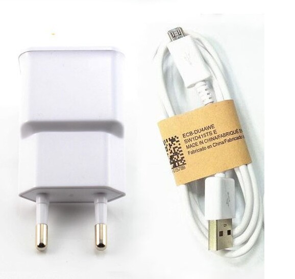 

AdDual USB 5V 2A Wall Charger apter EU Plug Travel Power 2 Port + Micro USB Data Sync Cable for Samsung S4 I9500 Note 2 for HTC