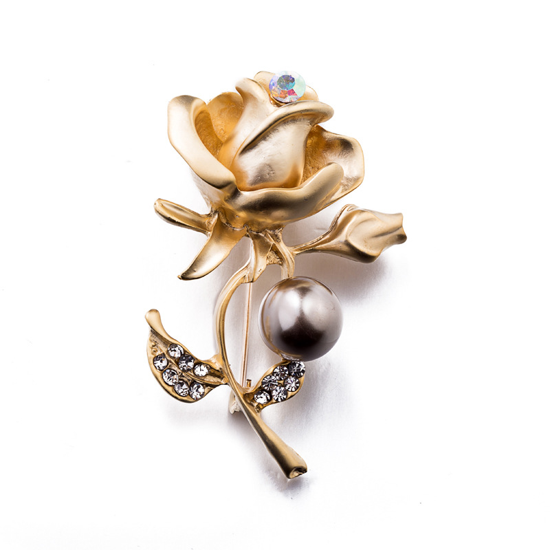 

Korean women diy brooch roses pearl diamond brooches Fashion alloy brooches jewelry