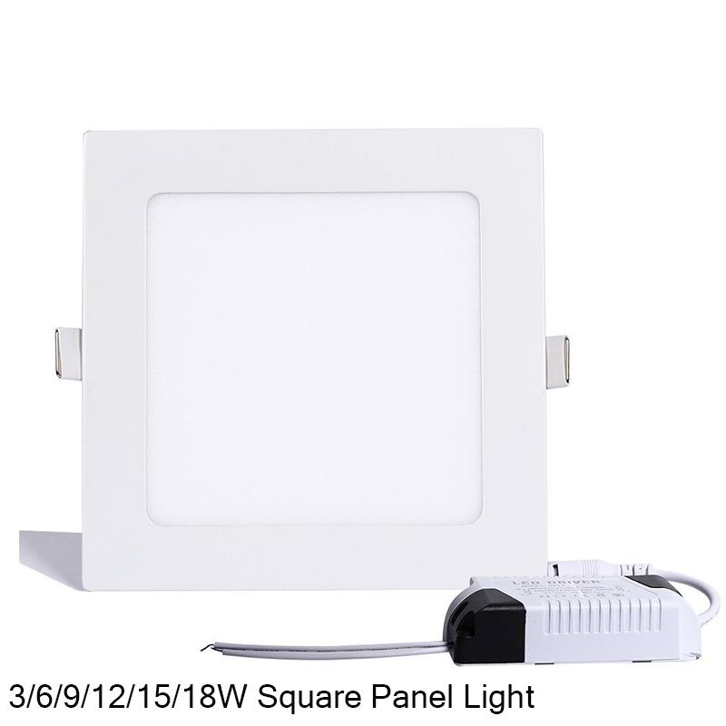 

Dimmable Square Led Panel Light SMD 2835 3W 9W 12W 15W 18W 21W 25W 110-240V Led Ceiling Recessed down lamp SMD2835 downlight + driver