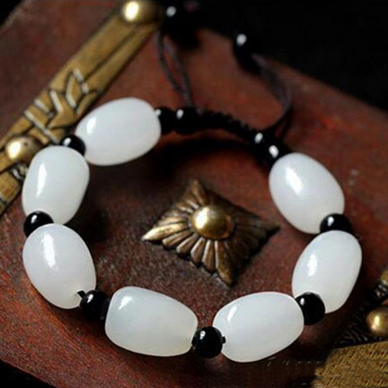 

2017 new Natural Afghanistan white jade Hand catenary Chain wholesale Made in China Factory direct sales free shipping