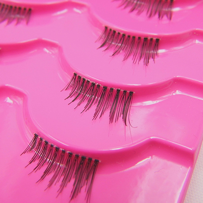 

2017 K-6 Half Transparent Stems False Eyelashes Handmade Cross Messy Eye Lashes Half Tool Makeup Fake Eyelashes 1 box 5 pairs