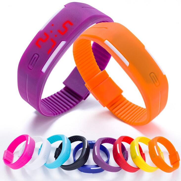 

LED Sports Watches Rectangle Digital Display Touch Screen Watch Rubber Belt Silicone Boy Gril Bracelets Wristwatches, Leave a message about color