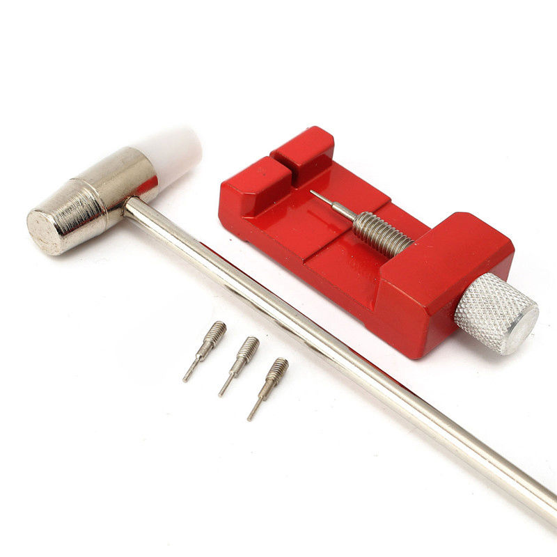 5PCs WatchBand Watch Strap Link Pin Remover Hammer 3 Extra Pins Repair Tool Set-image-403244333