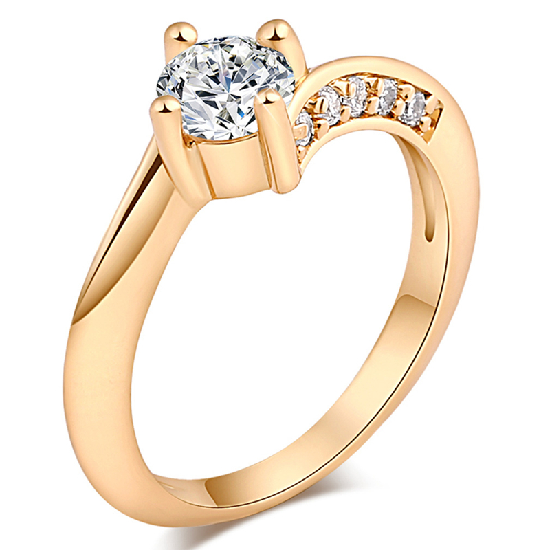 Vert émeraude CZ Band Femmes 10Kt jaune or rempli Bague De Fiançailles Taille 7