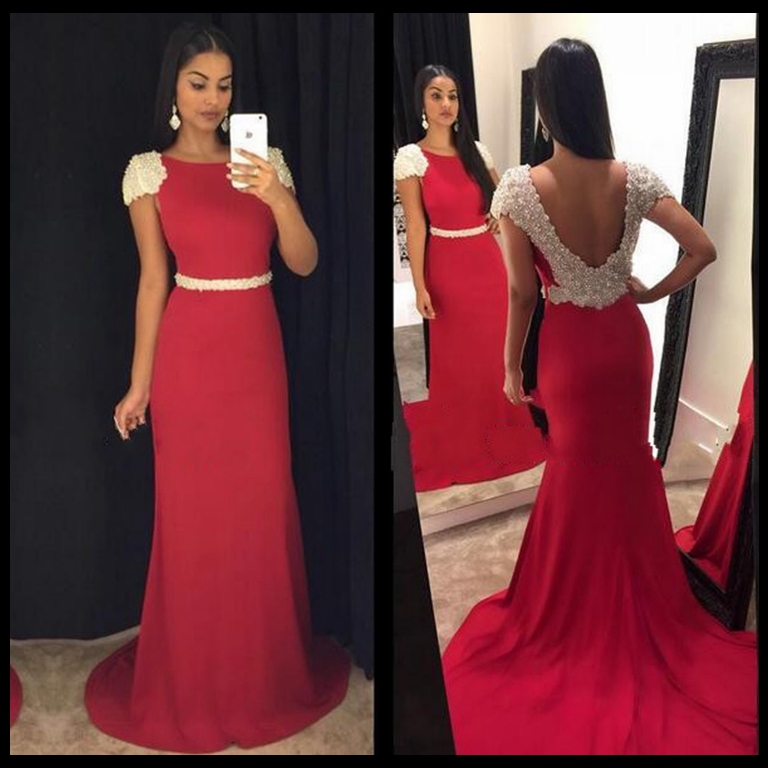 Courroie de soirée longue de soie de style populaire Courroie de cristal une ligne sans dos robe de bal sexy robe de mariage robes de fête 2017
