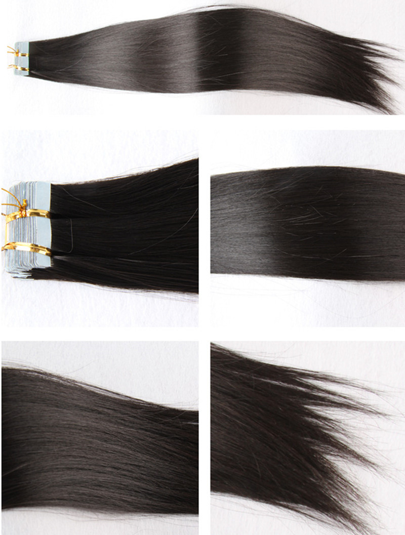 

Grade 10A--Double Drawn Straight Wave Pu tape in Hair extension with 100% Human Brazilian Hair,2g per piece and 40pcs per pack,natural color